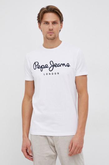 Tričko Pepe Jeans Original Stretch bílá barva, s potiskem