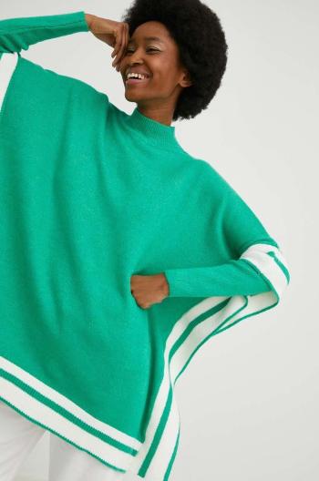 Vlněný svetr Answear Lab dámský, zelená barva, s pologolfem