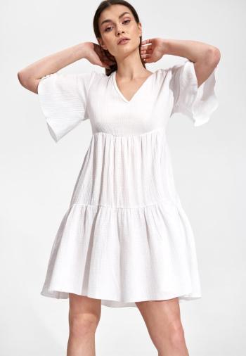 Bílé bavlněné šaty M869