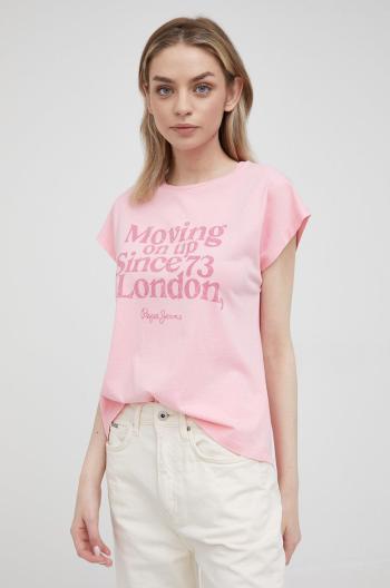 Bavlněné tričko Pepe Jeans Rosie růžová barva