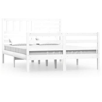 Rám postele bílý masivní dřevo 140 × 200 cm, 3101089 (3101089)