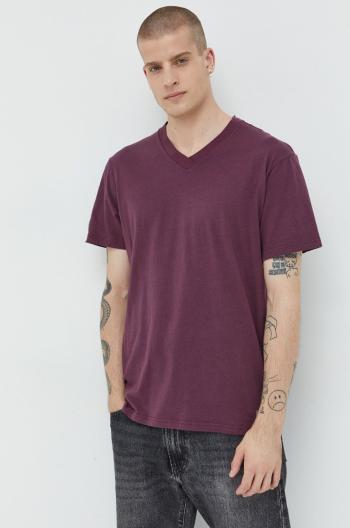 Bavlněné tričko Hollister Co. fialová barva