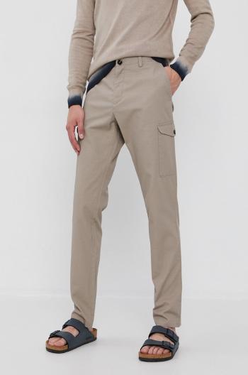 Kalhoty Sisley pánské, béžová barva, jednoduché