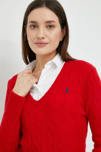 Vlněný svetr Polo Ralph Lauren dámský, červená barva, lehký