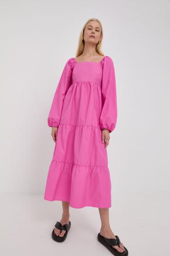 Šaty Gestuz růžová barva, midi, áčková