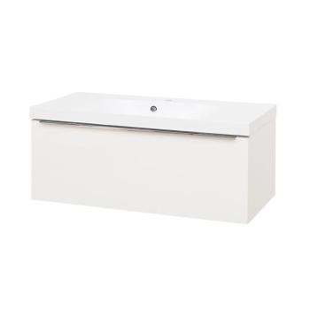 MEREO Mailo, koupelnová skříňka s umyvadlem z litého mramoru 101 cm, bílá CN517M