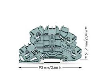 Dvojitá průchodková svorka WAGO 2002-2601, osazení: L, L, pružinová svorka, 5.20 mm, šedá, 50 ks