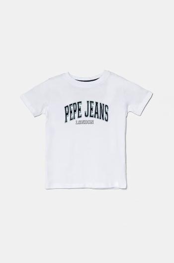 Dětské bavlněné tričko Pepe Jeans BAIN bílá barva, s potiskem, PB503915