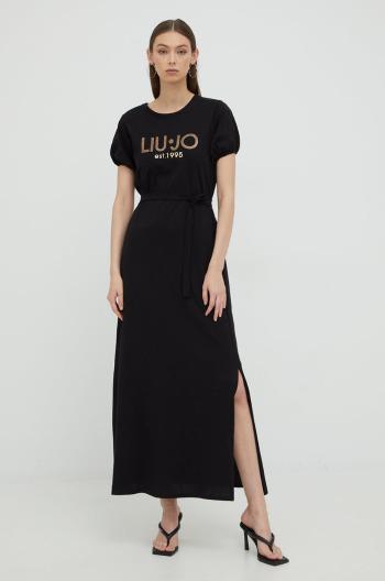 Bavlněné šaty Liu Jo černá barva, maxi