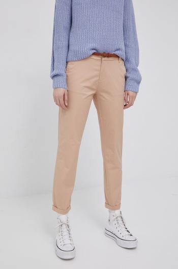 Kalhoty Only dámské, béžová barva, střih chinos, medium waist