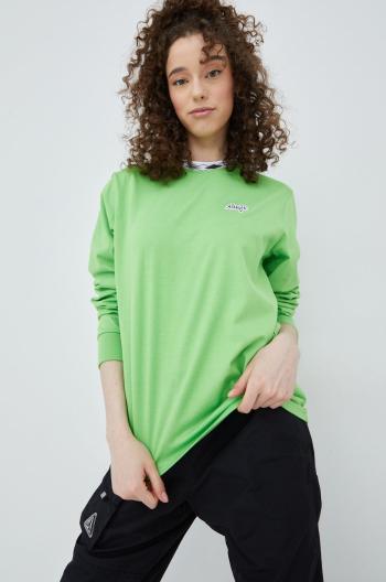 Bavlněné tričko s dlouhým rukávem HUF zelená barva