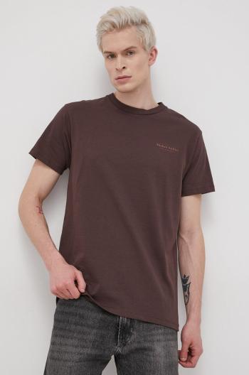 Bavlněné tričko Premium by Jack&Jones hnědá barva, hladké
