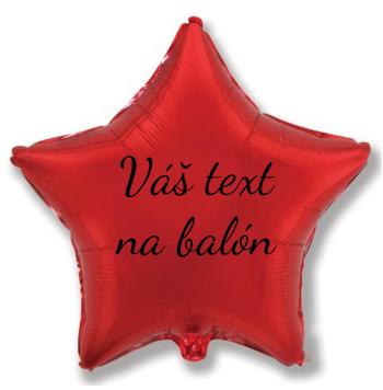 Fóliový balón s textem - Červená hvězda 45 cm