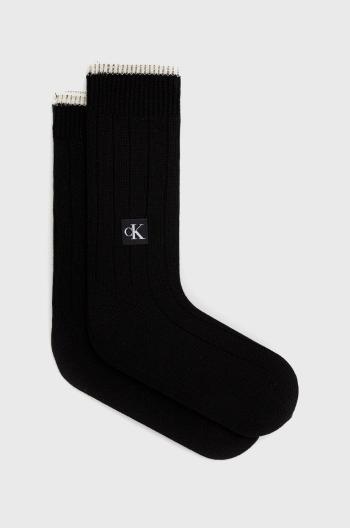 Vlněné ponožky Calvin Klein černá barva