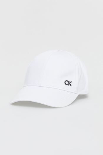 Bavlněná čepice Calvin Klein bílá barva, hladká