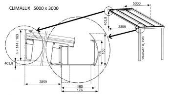 Hliníková pergola 500 cm antracit / polykarbonát Dekorhome 300 cm