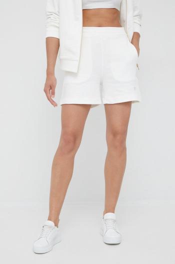 Bavlněné šortky Tommy Hilfiger dámské, bílá barva, hladké, high waist