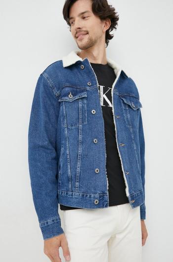 Džínová bunda Pepe Jeans pánská, tmavomodrá barva, přechodná