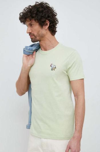 Bavlněné tričko PS Paul Smith zelená barva, s potiskem