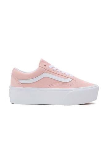 Semišové tenisky Vans Old Skool Stackform růžová barva, VN0009PZCHN1