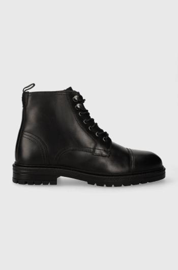 Kožené boty Pepe Jeans LOGAN BOOT pánské, černá barva, PMS50237