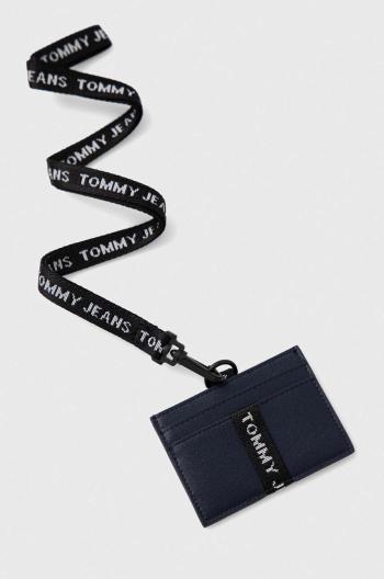 Kožené pouzdro na karty Tommy Jeans tmavomodrá barva