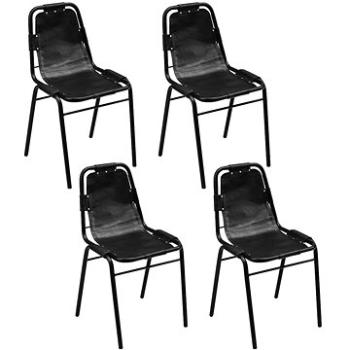Jídelní židle 4 ks černé pravá kůže (274393)
