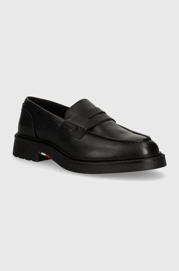 Kožené mokasíny Tommy Hilfiger LIGHT HILFIGER LEATHER LOAFER pánské, černá barva, FM0FM05089