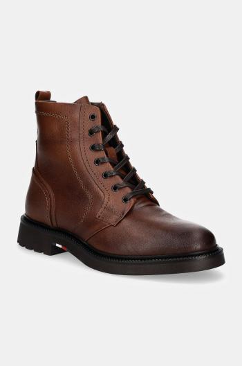 Kožené boty Tommy Hilfiger HILFIGER COMFORT LWT LTH BOOT pánské, hnědá barva, FM0FM05183