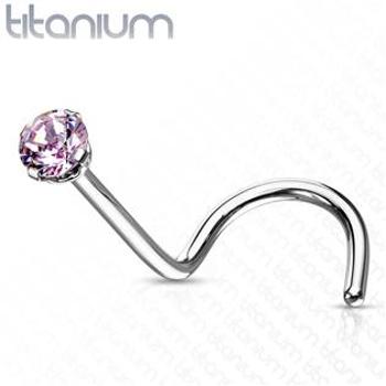 Šperky4U Zahnutý piercing do nosu - titan, kamínek 2 mm - TIT1063P-020