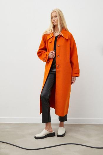 Vlněný kabát American Vintage oranžová barva, přechodný