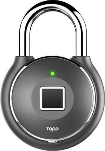 Bluetooth visací zámek zámek s otiskem prstu, visací zámek Bluetooth Tapplock Tapplock one plus - gun metal, 56 mm, Gun kov