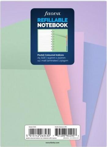 FILOFAX Náplň Notebook A5 krajové výřezy 4 ks - mix pastelových barev