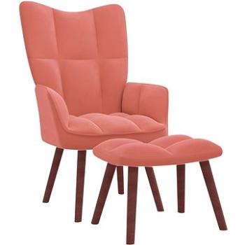 Relaxační křeslo se stoličkou růžové samet, 328066 (328066)