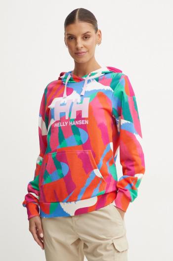 Bavlněná mikina Helly Hansen HH LOGO dámská, s kapucí, vzorovaná, 30398