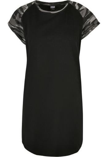 Urban Classics Ladies Contrast Raglan Tee Dress black/darkcamo - XS