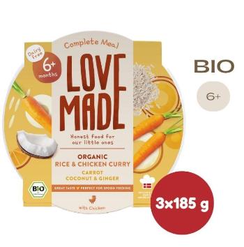 LoveMade Bio Kuřecí curry s rýží od 6 měsíců 3ks