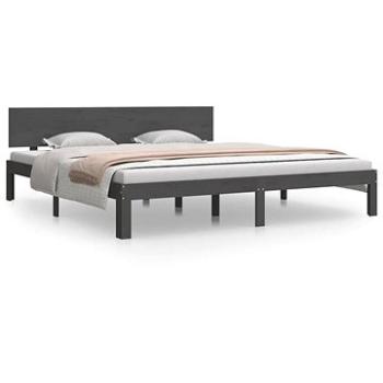 Rám postele šedý masivní dřevo 180 × 200 cm Super King, 810512 (810512)