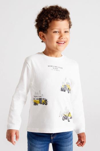 Dětská bavlněná košile s dlouhým rukávem Mayoral béžová barva, s potiskem