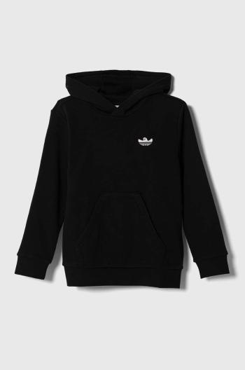 Dětská mikina adidas Originals černá barva, s kapucí, s potiskem