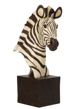 Bílo-černá antik dekorace busta Zebra - 32*14*50cm 11636