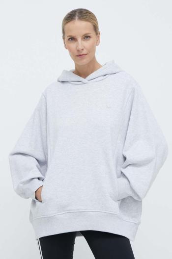 Bavlněná mikina adidas Originals Hoodie dámská, šedá barva, s kapucí, melanžová, IX2344