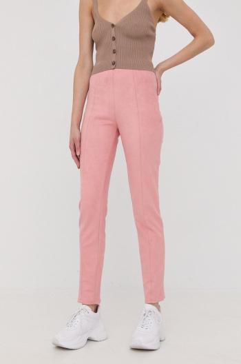 Kalhoty Guess dámské, růžová barva, přiléhavé, high waist