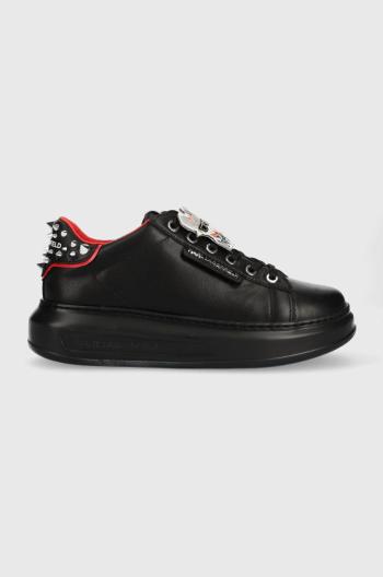 Kožené sneakers boty Karl Lagerfeld Kapri černá barva