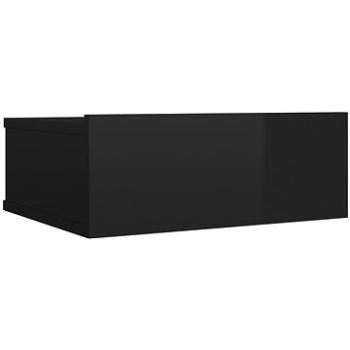 Nástěnný noční stolek černý vysoký lesk 40x30x15 cm dřevotříska (800320)