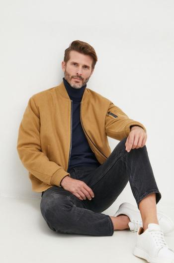 Péřová bunda bomber Calvin Klein pánská, hnědá barva, přechodná, oversize