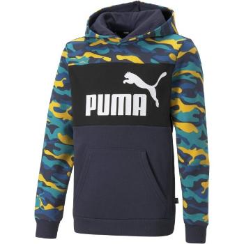 Puma ESS+CAMO HOODIE FL B Dětská mikina, tmavě modrá, velikost 140
