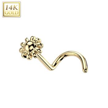 Šperky4U Zlatý piercing do nosu - kytička, Au 585/1000 - ZL01239-YG
