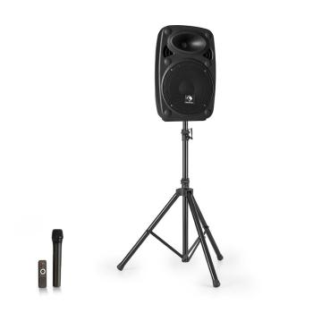 Auna Streetstar 8, mobilní PA systém + stativ, 8" woofer, UHF mikrofon, 200 W, černý