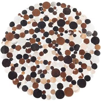 Hnědý kožený patchwork koberec ? 140 cm SORGUN, 58228 (beliani_58228)